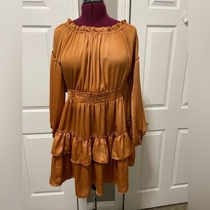 Dress Plus Size Golden Brown Woman’s midi Poly Blend Size 2X